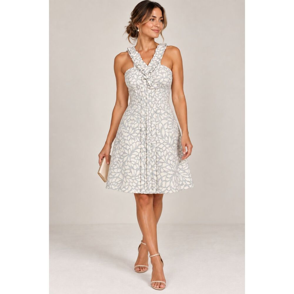 Nine West ivory gray floral dress size 6